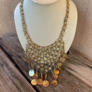 VTG 1970s Indian Bib Necklace Belly Dancer Style 19 inches